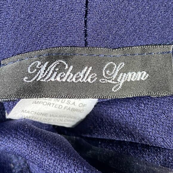 Michelle Lynn Dark Blue Draped Open Front Lightweight Long Sleeve Cardigan Small - Picture 7 of 8